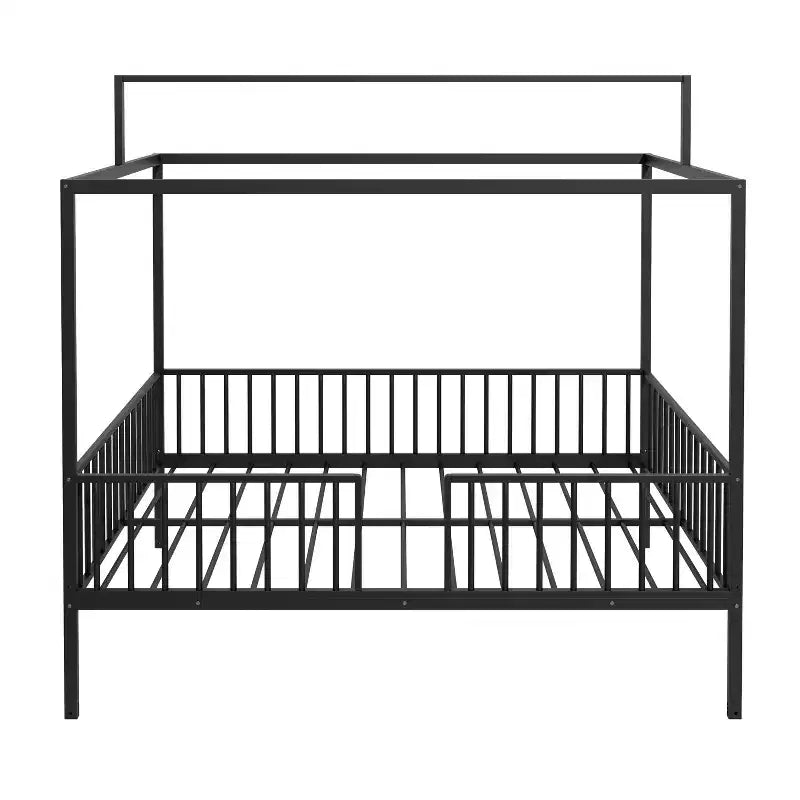 GDFStudio Dana Lit cabane moderne et minimaliste 3-en-1 avec cadre à baldaquin et lattes métalliques robustes