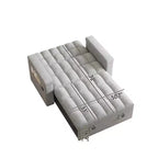 MAYEERTY Lit de canapé pliable 3 en 1 de 65 pouces pour ordinateur, canapé double moderne en velours avec dossier réglable, sac de rangement et oreiller, gris clair
