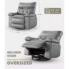 Fauteuils inclinables, fauteuil inclinable classique manuel en cuir, sièges de cinéma maison avec support lombaire et accoudoirs pour salon, chambre à coucher et chambre de bébé - Café