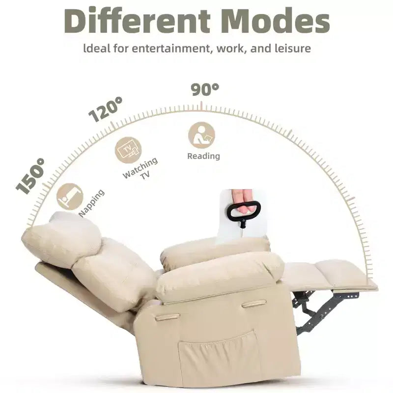 Fauteuils inclinables, fauteuil inclinable classique manuel en cuir, sièges de cinéma maison avec support lombaire et accoudoirs pour salon, chambre à coucher et chambre de bébé - Café
