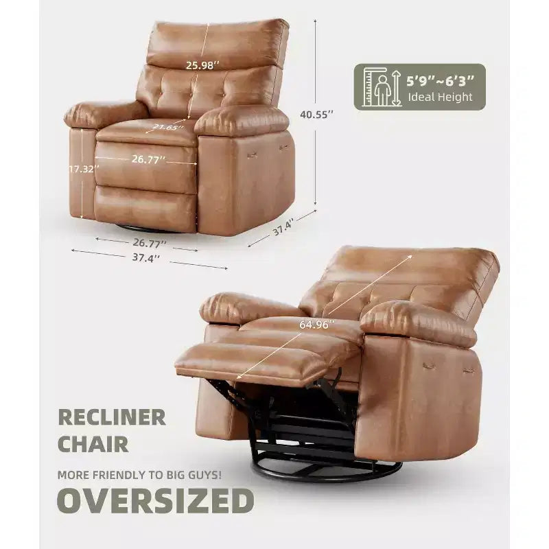 Fauteuils inclinables, fauteuil inclinable classique manuel en cuir, sièges de cinéma maison avec support lombaire et accoudoirs pour salon, chambre à coucher et chambre de bébé - Café