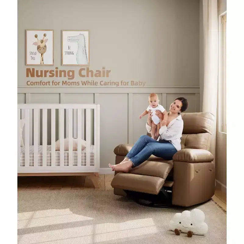 Fauteuils inclinables, fauteuil inclinable classique manuel en cuir, sièges de cinéma maison avec support lombaire et accoudoirs pour salon, chambre à coucher et chambre de bébé - Café