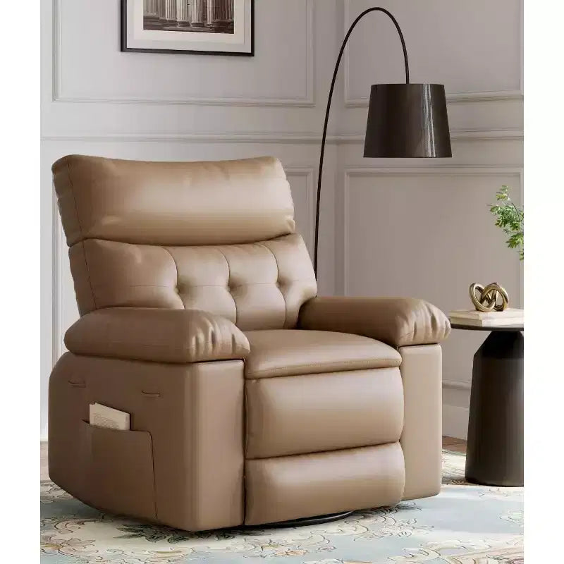 Fauteuils inclinables, fauteuil inclinable classique manuel en cuir, sièges de cinéma maison avec support lombaire et accoudoirs pour salon, chambre à coucher et chambre de bébé - Café