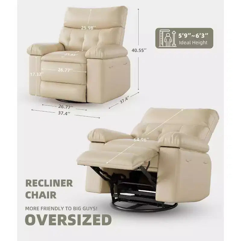 Fauteuils inclinables, fauteuil inclinable classique manuel en cuir, sièges de cinéma maison avec support lombaire et accoudoirs pour salon, chambre à coucher et chambre de bébé - Café