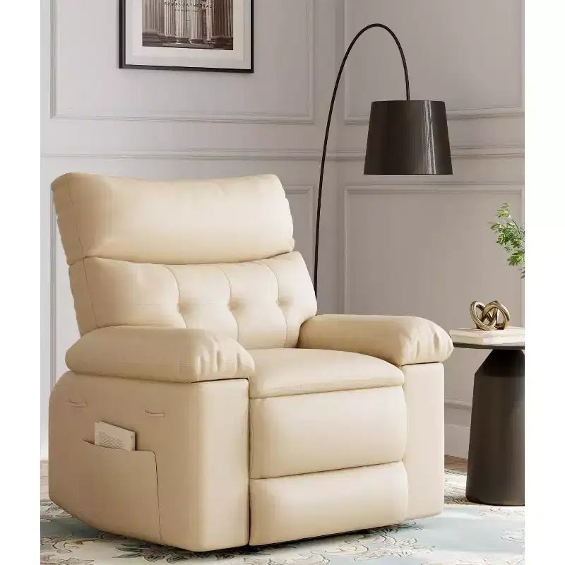 Fauteuils inclinables, fauteuil inclinable classique manuel en cuir, sièges de cinéma maison avec support lombaire et accoudoirs pour salon, chambre à coucher et chambre de bébé - Café