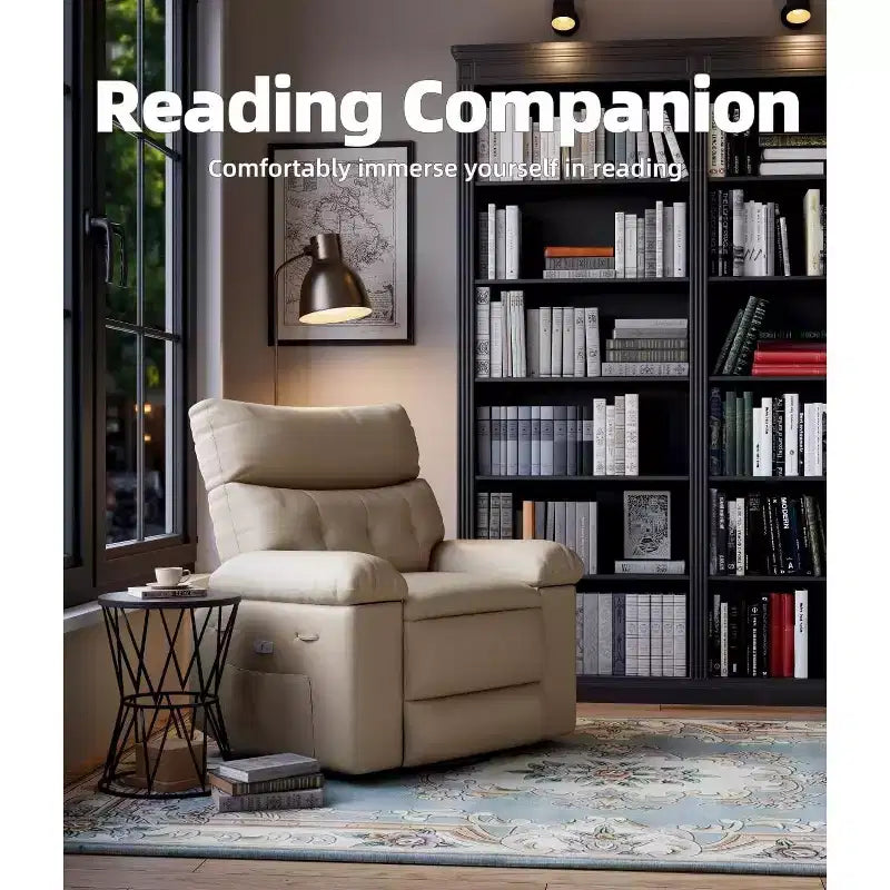 Recliner Chairs, Classic Manual Leather Recliner, Home Theater Seating with Lumbar & Arms Support for Living Room, Bedroom and Nursery - Coffee