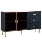 Buffet moderne avec grand espace de rangement, meuble de rangement multifonctionnel pour salle à manger, salon, entrée, noir