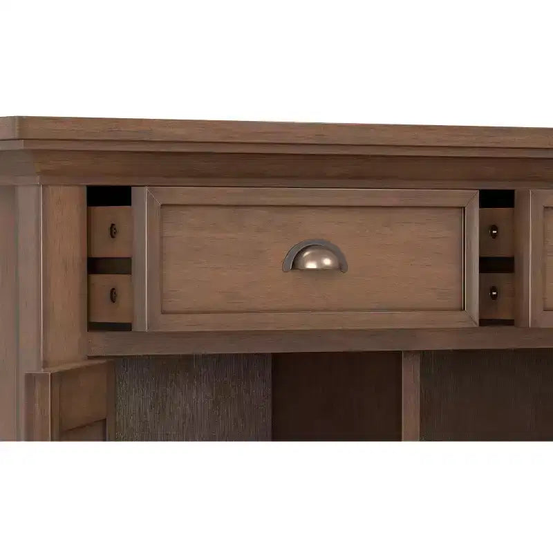 Meuble de rangement pour entrée de style transitionnel en bois massif Mansfield, 91 cm de large, brun vieilli naturel rustique