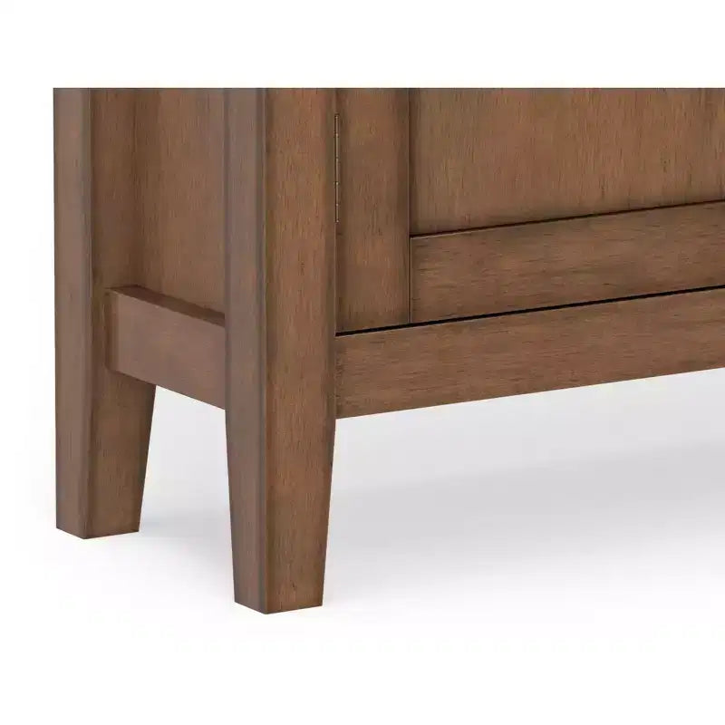 Meuble de rangement pour entrée de style transitionnel en bois massif Mansfield, 91 cm de large, brun vieilli naturel rustique