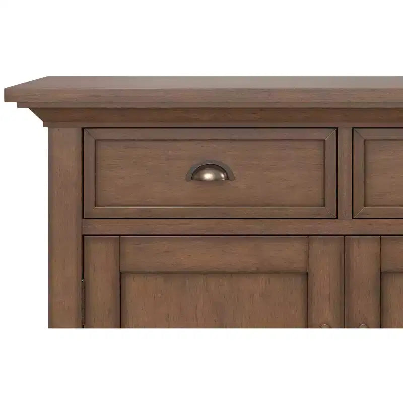 Meuble de rangement pour entrée de style transitionnel en bois massif Mansfield, 91 cm de large, brun vieilli naturel rustique
