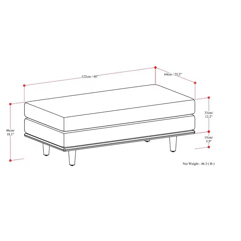 Brixley Grand Repose-pied/Pouf Rectangulaire