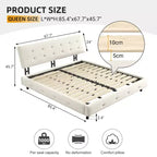 Lit plateforme Whisen King Size en chenille, cadre de lit en bois, tête de lit capitonnée avec oreiller nuage ultra-doux et extra-large