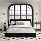 Lit plateforme Whisen King Size en chenille, cadre de lit en bois, tête de lit capitonnée avec oreiller nuage ultra-doux et extra-large