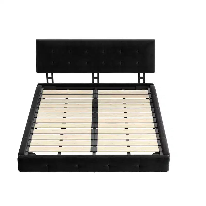 Lit plateforme Whisen King Size en chenille, cadre de lit en bois, tête de lit capitonnée avec oreiller nuage ultra-doux et extra-large