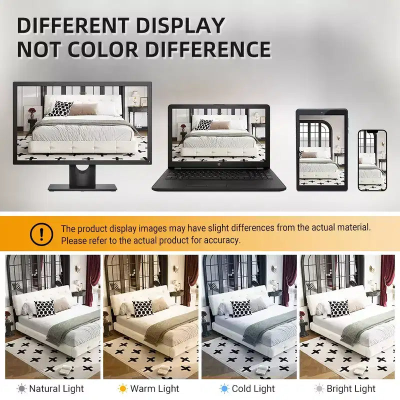 Lit plateforme Whisen King Size en chenille, cadre de lit en bois, tête de lit capitonnée avec oreiller nuage ultra-doux et extra-large