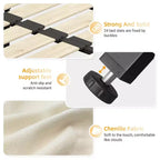 Lit plateforme Whisen King Size en chenille, cadre de lit en bois, tête de lit capitonnée avec oreiller nuage ultra-doux et extra-large