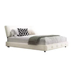 Lit plateforme Whisen King Size en chenille, cadre de lit en bois, tête de lit capitonnée avec oreiller nuage ultra-doux et extra-large