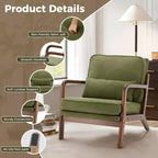 Fauteuil d'appoint TUYOHW, fauteuil de salon avec accoudoirs, coussin lombaire, cadre en bois massif, coussin en mousse haute résilience, fauteuil pour salon, chambre, bureau