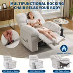 Fauteuil inclinable extra large et surdimensionné avec massage et chauffage - Fauteuil inclinable manuel en peluche pour salon, confort de type « Lazy Boy » avec inclinaison à 150 degrés