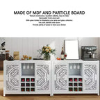 Meuble de Bar à Vin AEELLEEA avec 2 Portes, Buffet en MDF, Meuble de Rangement pour Alcool avec Porte-Bouteilles et Porte-Verres pour Salon, Salle à Manger, Cuisine, Blanc