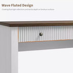 Bureau de direction moderne 54'' avec meuble de rangement et tiroir, brun, avec façade cannelée, idéal pour bureau à domicile, bureau d'étude, salon