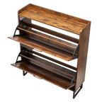 VEVOR Shoe Cabinet with 2 Flip Drawers, Farmhouse Shoes Storage Cabinet with Metal Legs and Anti-Tipping Device, Brown