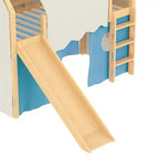 Lit mezzanine double/grand format avec toboggan intégré et lumières, cadre de lit mezzanine pour enfants avec tente et barrières de sécurité - ModernLuxe
