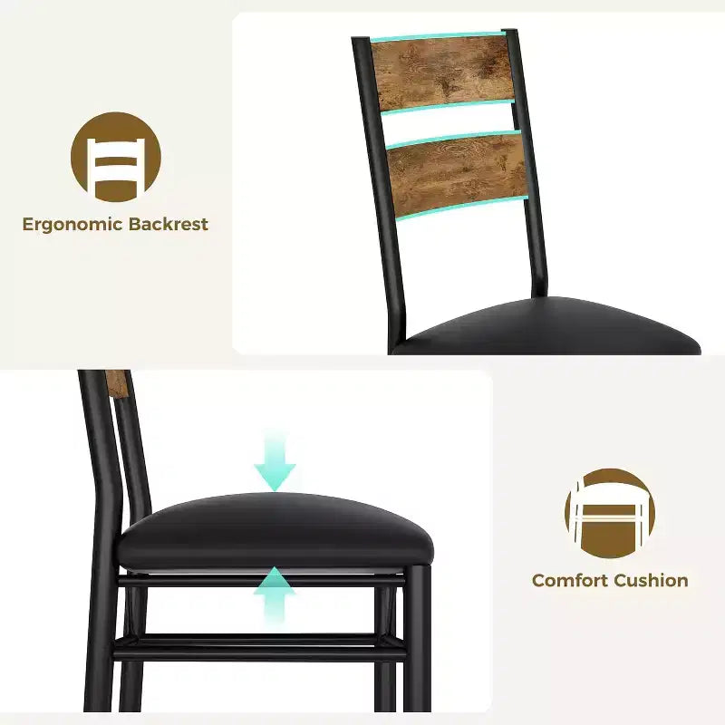 Ensemble table à manger ronde Acekool 43 pouces pour 4 personnes, 5 pièces, table de cuisine et chaises rembourrées, gain de place