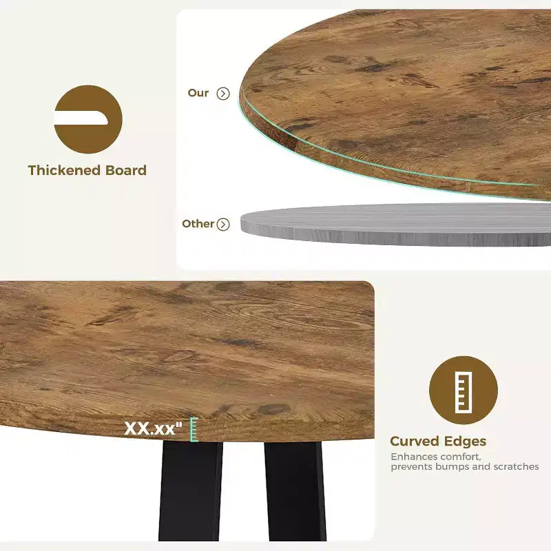 Ensemble table à manger ronde Acekool 43 pouces pour 4 personnes, 5 pièces, table de cuisine et chaises rembourrées, gain de place