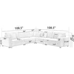 Canapé d'angle moderne GDFStudio Fenlo 108,5 places en velours côtelé avec 5 coussins et 6 dossiers