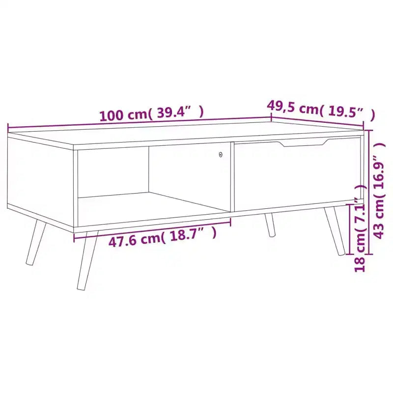 vidaXL Table basse blanche en bois d'ingénierie Table basse moyenne