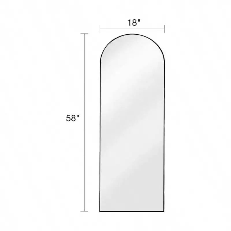 Miroir sur pied plein corps arqué avec support 45x147 cm Miroir mural noir Chambre Miroir de corps Grande taille Cadre solide