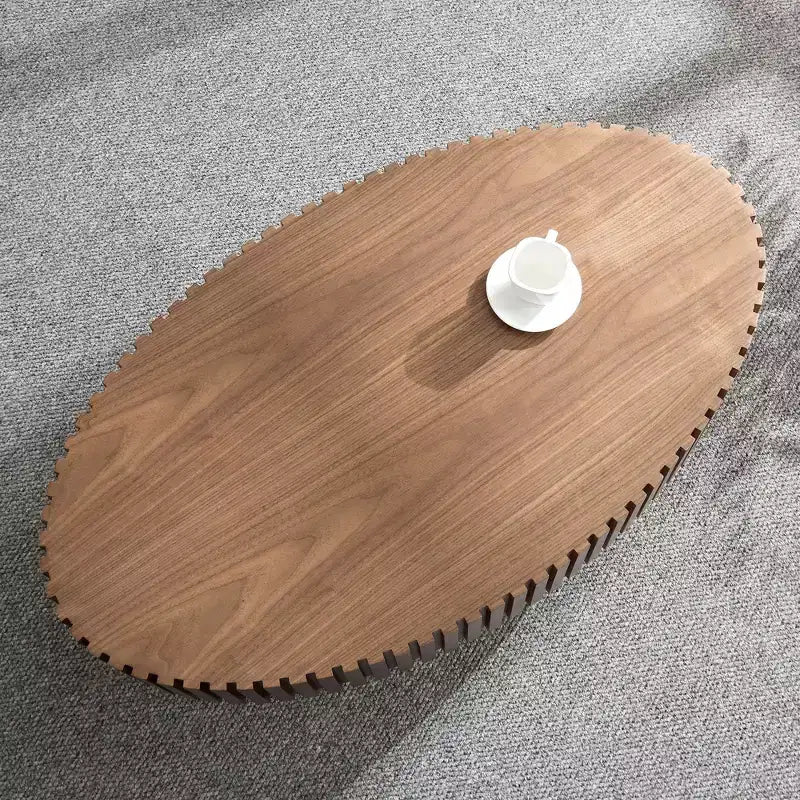 Table Basse Ovale Moderne MAYEERTY 43 Pouces avec Pieds de Tambour, Table d'Appoint en MDF pour Salon et Chambre à Coucher, Table Basse Compacte pour Petits Espaces