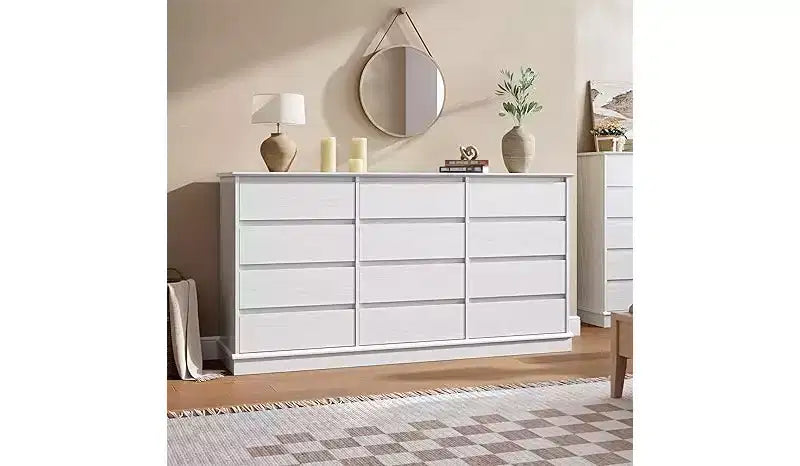 Commodes 12 tiroirs, commode de chambre avec tiroirs profonds, grande commode double pour placard avec plateau large, grande commode en bois pour salon, chambre à coucher