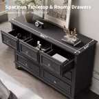 Commode 7 Tiroirs Acekool, Commode en Bois Moderne, Organisateur de Rangement Profond avec Poignées Vintage, Meuble TV pour Chambre et Salon