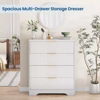 Commode Acekool à 4 tiroirs cannelés, commode moderne avec panneau ondulé, meuble de rangement haut pour chambre à coucher, chambre d'enfant, salon, entrée.