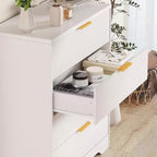 Commode Acekool à 4 tiroirs cannelés, commode moderne avec panneau ondulé, meuble de rangement haut pour chambre à coucher, chambre d'enfant, salon, entrée.