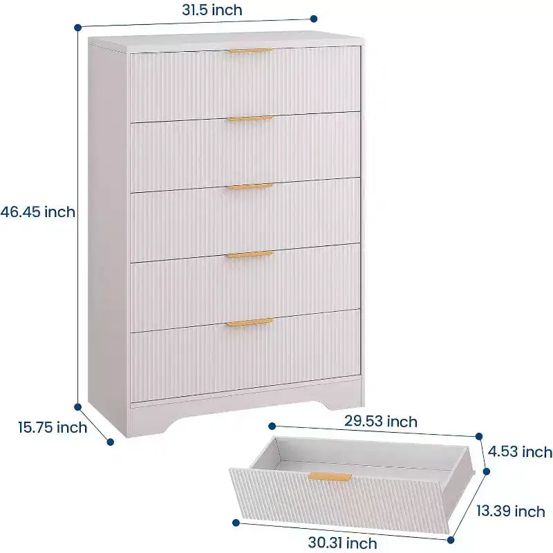 Commode Acekool à 4 tiroirs cannelés, commode moderne avec panneau ondulé, meuble de rangement haut pour chambre à coucher, chambre d'enfant, salon, entrée.