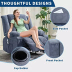 Fauteuil inclinable de massage avec vibrations et chaleur lombaire pour adultes, large, ergonomique, siège simple avec 3 positions, 2 poches latérales et porte-gobelets
