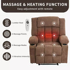 Fauteuil inclinable de massage avec vibrations et chaleur lombaire pour adultes, large, ergonomique, siège simple avec 3 positions, 2 poches latérales et porte-gobelets