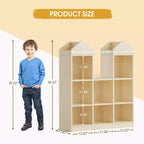 Bibliothèque pour enfants à 8 compartiments en forme de château, coin lecture pour enfants avec organiseur de rangement de jouets, vitrine de rangement multiple pour salle de jeux d'enfants