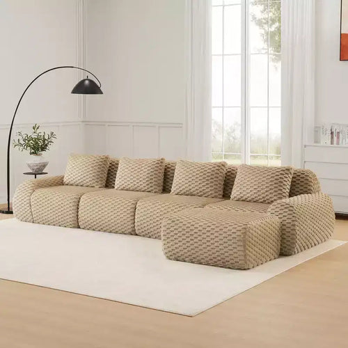 146 Modern L-Shaped Modular Sectional Sofa for Living Room,Flannelette Fabric,Oversized 4-Seater Couch,boneless sofa
