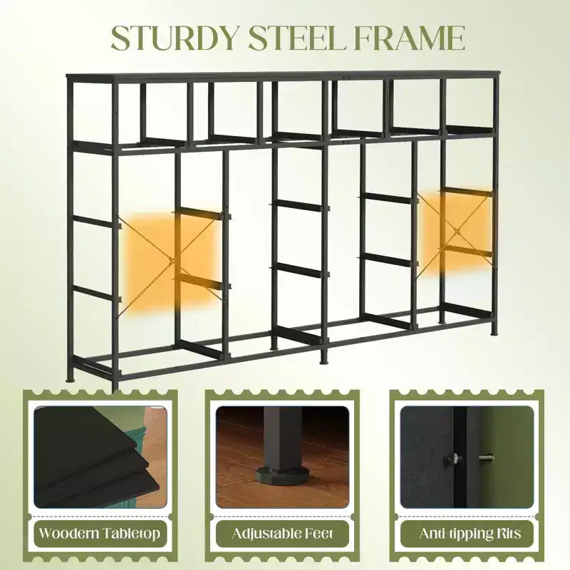 Commode de 63 pouces de large avec 18 tiroirs en tissu pour chambre à coucher avec station de charge, grandes commodes robustes pour chambre à coucher, cadre en acier, 63 L * 39 H * 11,8 P