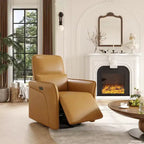 Fauteuil Inclinable Électrique avec Rotation à 360° et Recharge, Fauteuil à Bascule Électrique avec Support Lombaire pour Salon ou Chambre de Bébé, Marron