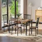 Ensemble de table à manger rustique en bois pour 4 personnes, table de cuisine et de salle à manger de style ferme de 4 pièces avec chaises, plateau de 3 cm d'épaisseur, pieds réglables