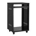 VEVOR 16U AV Rack, 200 lbs Max Capacity, Home Recording Studio Rack with Lockable Caster Wheels, Open Frame Server Cabinet, Special Vent Design, Black