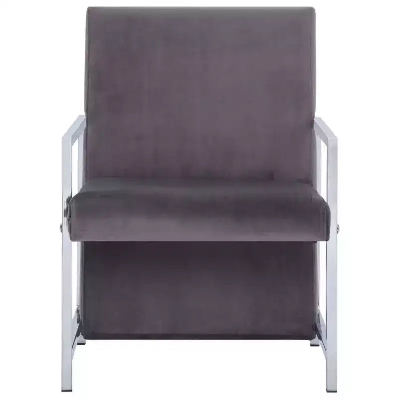 vidaXL Fauteuil avec pieds chromés Velours gris foncé