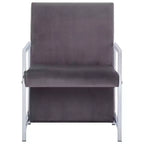 vidaXL Fauteuil avec pieds chromés Velours gris foncé