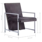 vidaXL Fauteuil avec pieds chromés Velours gris foncé