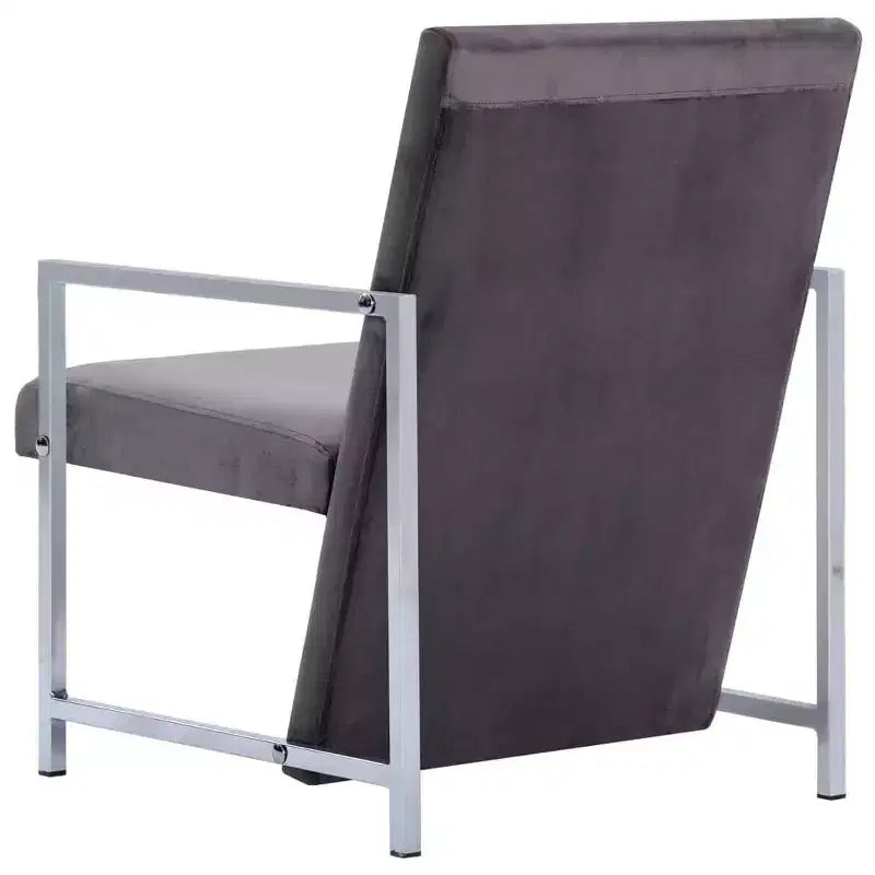 vidaXL Fauteuil avec pieds chromés Velours gris foncé